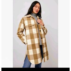 Rails Jaro Coat Ivory Camel Buffalo Check Wool Blend Size Large